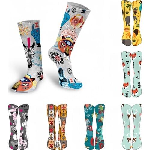New Fashion 3D Printed Women Winter Long Socks Outdoor Sports Colorful High Quality Hip-Hop Girl Calf Warm High Knee Happy Socks