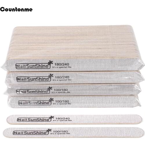 50/100Pcs Wood Nail Files Grey Sandpaper Wooden Nail Art File 100/180/240 Sanding Buffer Emery Board Double Sided Manicure Tools