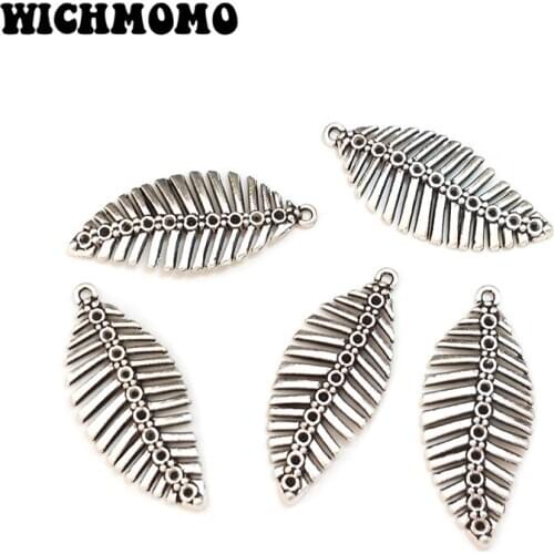 New Fashion 10 Pieces Zinc Alloy Leaves Pendants Charms with Grooves Diy Necklace Jewelry Accessories PJ269