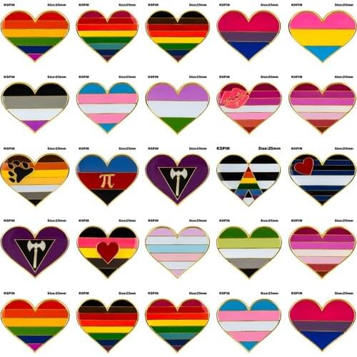 Rainbow Pride Heart Shaped Badge Symbol Pin Metal Badges Decorative Brooch Pins for Clothes Brooch Jewelry