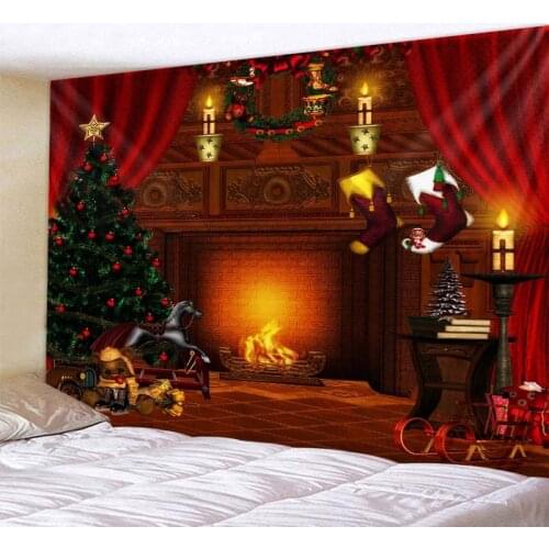 Christmas tapestry wall hanging Christmas tree fireplace decoration environmentally friendly printing soft hanging cloth