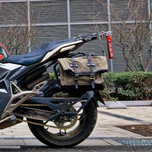 Motorcycle Back Seat Bag Batik Canvas Saddle Bag American Retro Cycling Bike Side Bag