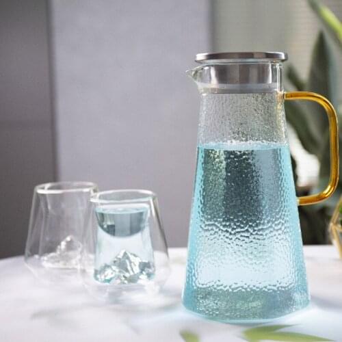 Heat-resistant Hammered Octagonal Glass Cooler Kettle Cold Kettle Set Large Capacity Juice Flower Teapot Water Bottle