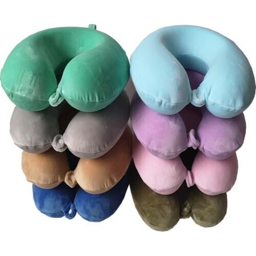 Slow Rebound U-shaped Pillow Outdoor Travel Pillow Memory Cotton U-shaped Pillow Solid Color Protection Cervical Car Pillow