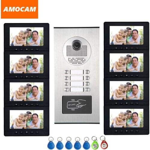 7'' Monitor Video Intercom RFID Camera Video Doorbell with 6 / 8 / 10/ 12 Units Video Door Phone 500 user for multi Apartments