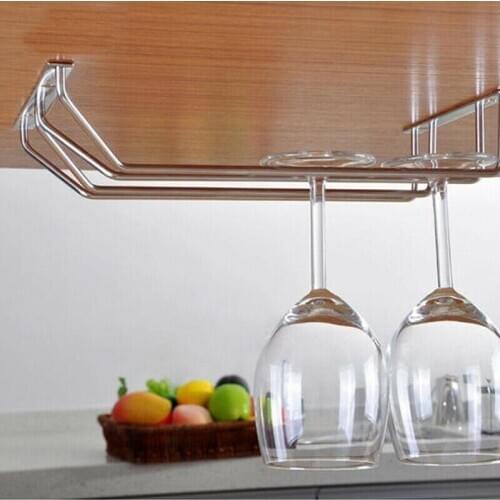 Wine Rack Holder Stainless Steel Hanging Racks Glass Cup Stemware Shelf Mounted