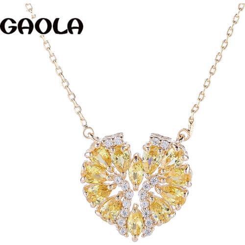 GAOLA Vintage Heart Necklaces Pendants Silver Color Cubic Zirconia Jewelry For Women Accessories
