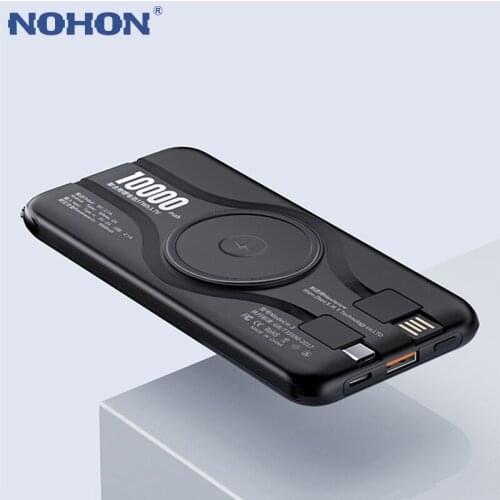 Power Bank 20000mAh Portable Charger Powerbank 10000 External Battery PD 20W Fast Charging For iPhone 12 11 Xiaomi 10 with cable