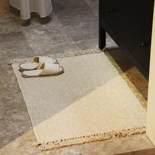 Knit Cotton Linen Bathroom Mat Multi-Purpose Bath Mats Floor Carpet For Bay Window Tea Table Home Decor Doormat Rug With Tassels