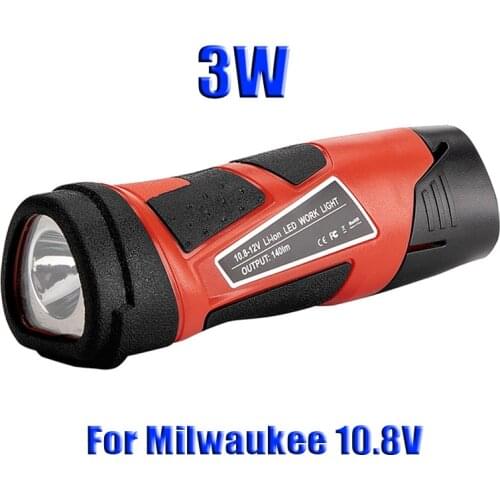 High quality For Milwaukee 3W 10.8V-12V Handheld LED Light (NO Battery,NO Charger) Lithium Rechargeable Lamps Flashlight hotsell