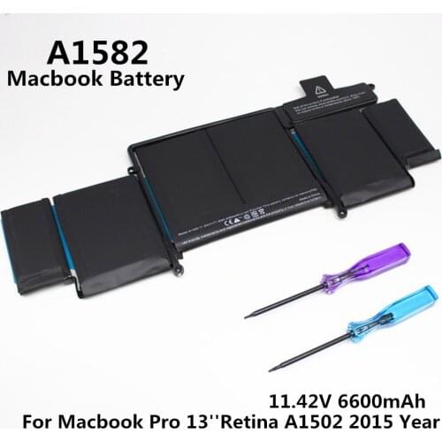100% Original 11.42V 6600mAh Notebook Laptop A1582 Battery FOR Apple MacBook Pro 13" Retina A1502 2015 Year