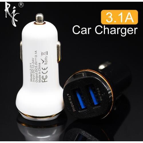 2 USB Output Car Charger 3.1A max(Real) Fast Charge For Iphone 6s 6 plus SE for Samsung S6 S5 S4 mobile phones tablets