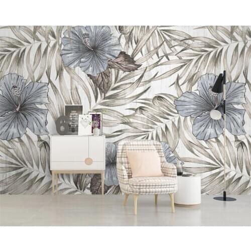 Beibehang Custom 3d wallpaper murals Hand painted leaves and flowers TV backdrop wallpaper papel de parede wall paper home decor