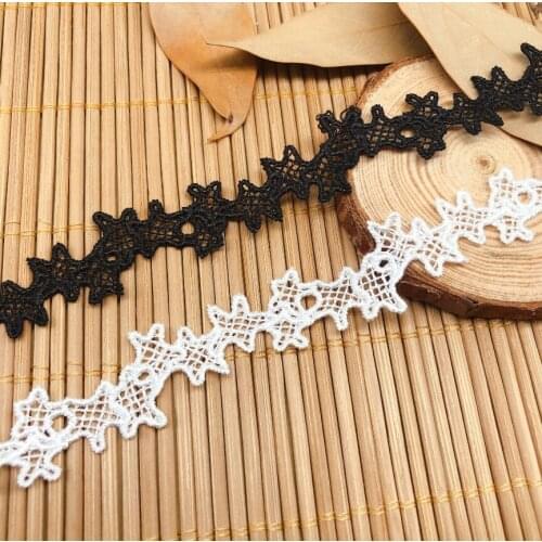 5 Yards/lot Width 1.7cm High Quality Black White Embroidered Star Lace Trim Ribbon Fabric For DIY Cloth Sewing Craft Decoration