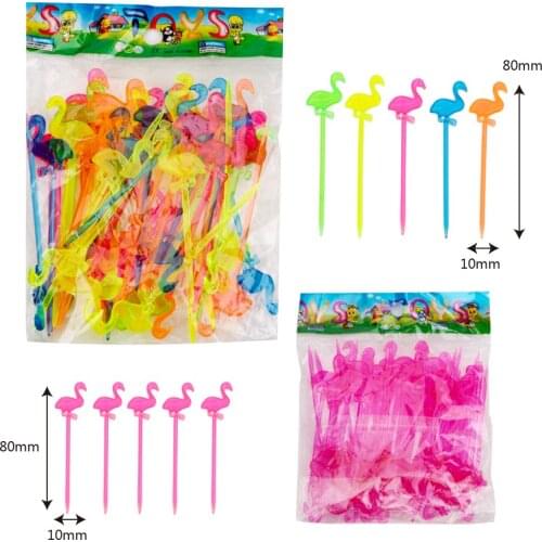 50Pcs/set Flamingo Picks Tableware Fruit Forks Kitchen Tools Party Supplies Cooking Tools For Cake Dessert Gadgets