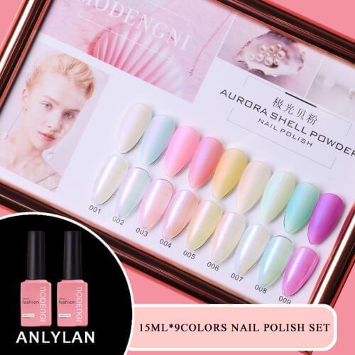 15ml 9pcs Pink Gel Nail Polish Nail Color Nail Gel varnish Soak Off UV Gel Varnish Base Coat No Wipe Color Gel Nail Polish Set