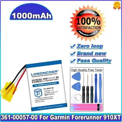 1000mAh 361-00057-00 361-00057-01 Battery For Garmin Forerunner 910XT Running/Triathlon Cycling GPS Smart Watch 910 XT