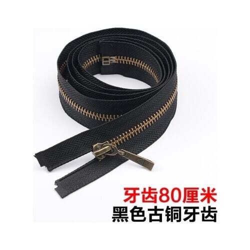 Free shipping 3pcs/lot 80cm black cloth bronze teeth zipper 5# copper zipper jacket zipper coat down jacket zipper