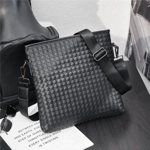 Brand Mens Crossbody Bag Fashion Business Handbags Large Capacity Hand-woven Casual Bag Male Shoulder Bag