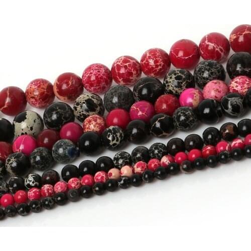 Natural Sea Sediment Jaspers Stone Beads 4 6 8 10mm 15" Round Loose Beads For DIY Necklace Bracelet Jewelry Making