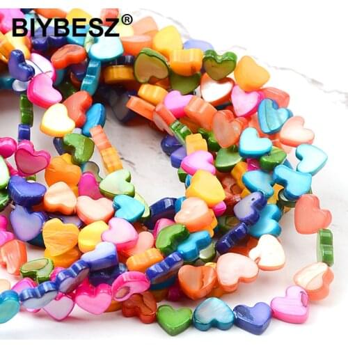 6MM Heart Shape Shell Beads Loose Beads Sea Natural Stone Beads for Jewelry Making Bracelet Necklace Diy Accessories