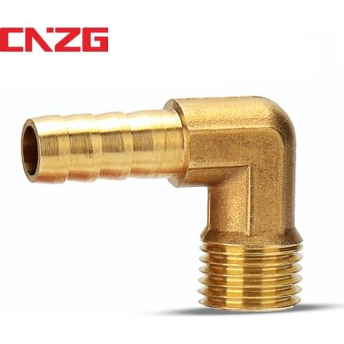 Quick Coupling For Hose Brass Barb Fitting Elbow 6 8 10 12 16mm To 1/4 1/8 1/2 3/8 BSP Male Thread Connector Joint Adapter Gold