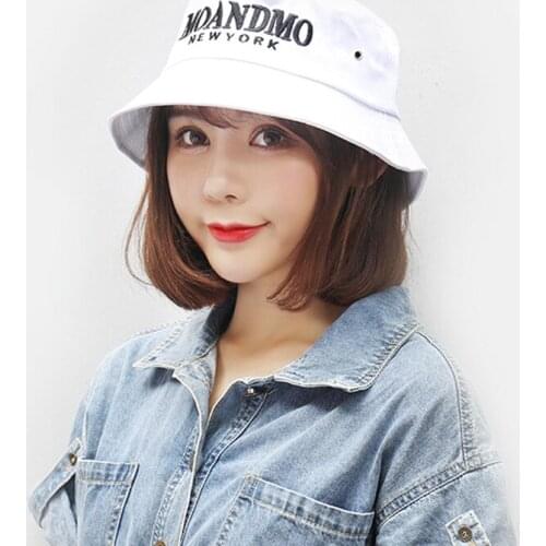 Black Cotton Casual Bucket Hat Mens Women Peas Ring Embroidery Fishing Fisherman Hat Wide Brim Caps Hip Hop Sport Hats YY163