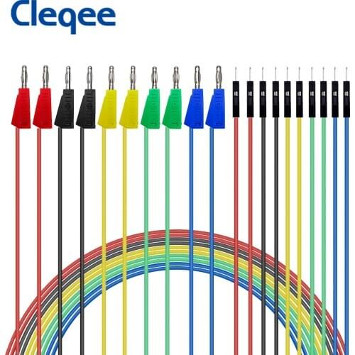 Cleqee 10PCS Dupont Male Female Head to 4mm Stackable Banana Plug Jumper Wire for Breadboard PCB DIY Kit P1530 P1532