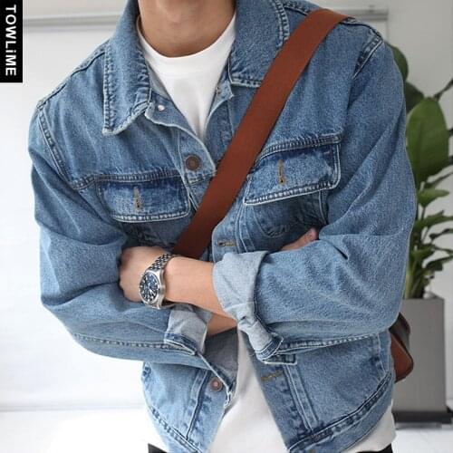 Jean Jacket Men Clothes Loose Jeans Denim Coat Japanese Spring Fall 2021 New Hip Hop Women Retro Casual Outerwear Pocket Coats