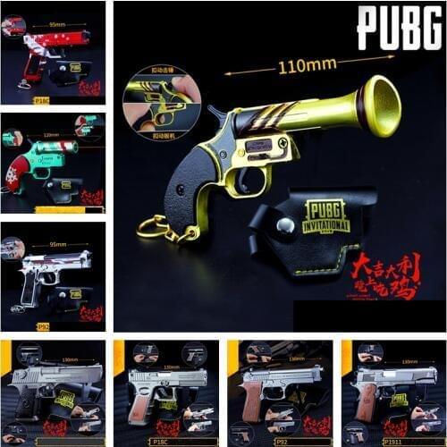 Game PUBG Playerunknowns Battlegrounds Cosplay Props Signal Gun Pistol SKS Keychain Pendant Metal Key ring Toys 6Pcs/Set New