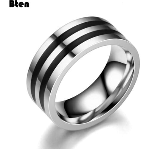 Bten 8MM Stainless Steel Rings For Men And Woman Stainless Steel Silver Color Ring Wedding Rings Men Women