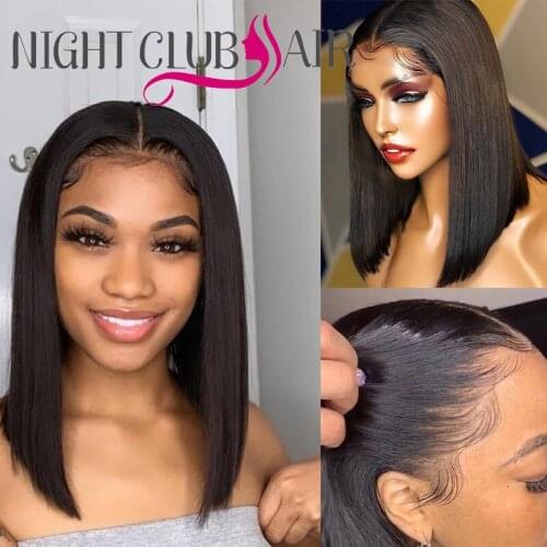 Short Glueless Full Lace Wigs Brazilian Hair Wigs Black Lace Front Bob Wig Human Hair