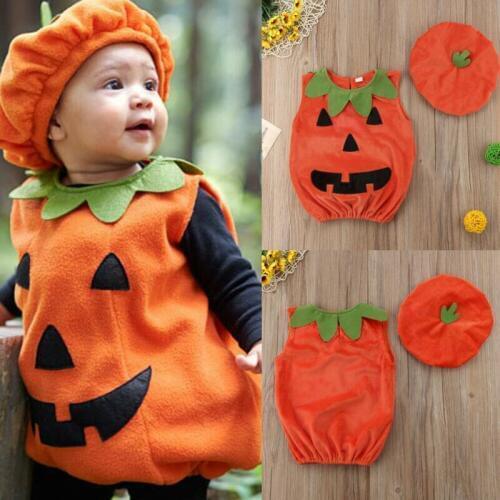 2019 Rushed Microfiber Baby Girls Boys For Bebe Cosplay Halloween Baby Kid Pumpkin Suit Top Blouse Dress+hat Clothes Costumes