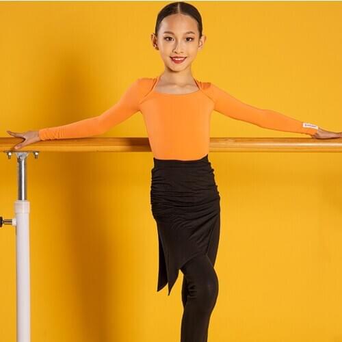 Softt Latin Dance Top For Girls Long Sleeve Samba Dance Costume Ballroom Practice Wear Tap Dance Wear Salsa Dance Outfit JL2330
