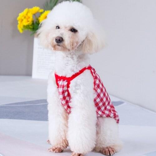 Summer Cool Pet Clothes Short Half-Length Sling Vest For Teddy Cat Plaid Clothes Sun Protection Clothes Puppy Fashion Clothes
