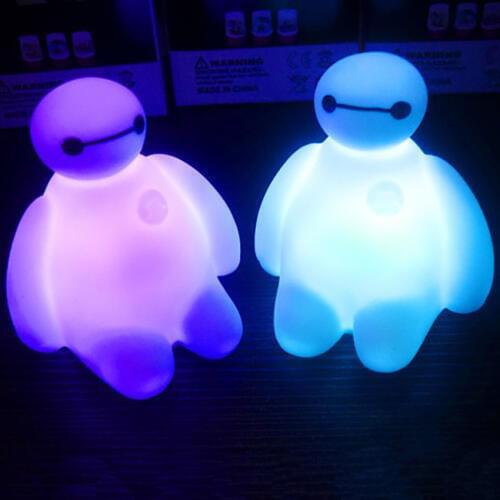 Small LED Baymax Night Light Colorful Light Switch On-Off Battery Charged Baby Sleeping Night Lights for Bedroom Creative Gift