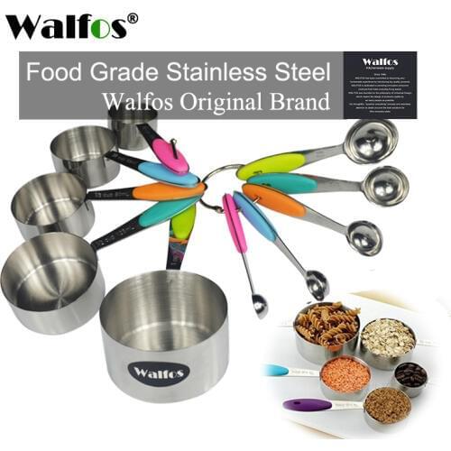 WALFOS food grade Stainless Steel Measuring Cup 10 pieces Measure Spoon Scoop Kitchenware Cooking baking tools