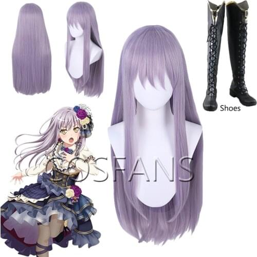 Minato Yukina Wig BanG Dream! Cosplay Wig Synthetic Purple Women Hair Anime Bandori Cosplay Minato Yukina Costume Shoes