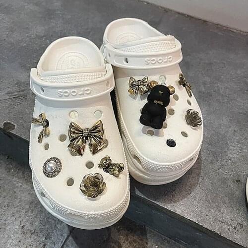 Fashion All-match Charms for Crocs DIY Luxury Bundle Croc JIBZ Elegant High Quality Shoe Decorations Metal Bow-knot Shoe Buckle