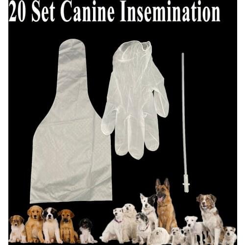 20Sets Pet Dog Artificial Insemination Kit Tube Semen Collect Bags Gloves Disposable Canine Injection Catheter Pipe Clinic Tools