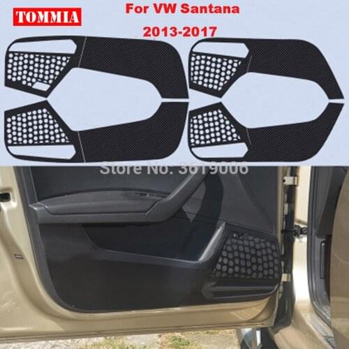 TOMMIA For VOLKSWAGEN VW Santana 2013-2017 Car Inside Door Cover Scratch Protection Anti Kick Pads Carbon Fiber Stickers 4pcs