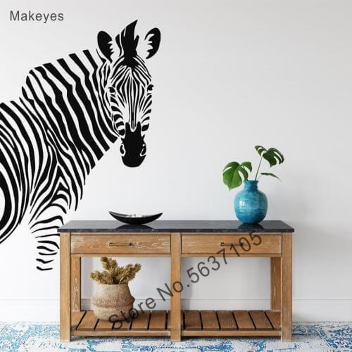 Makeyes Zebra Wall Decals African Animals Wall Sticker Home Livingroom Wall Art Vinyl Decoration Zebra Safari Wallpaper Q041