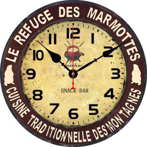 Custom Vintage Non Ticking 16" Decor Room Rustic Horloge Battery Operated Silent Arabic Numerals Wall Clock Coffee Shop Food