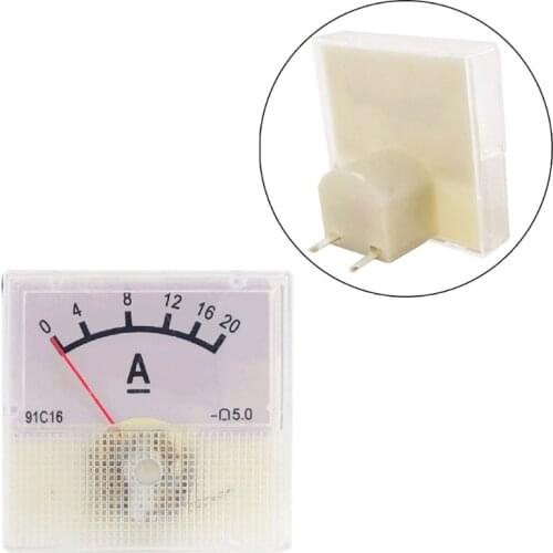 Square Shape Current Test Mechanical Pointer Type DC Panel Meter DC 0-20A 91C16