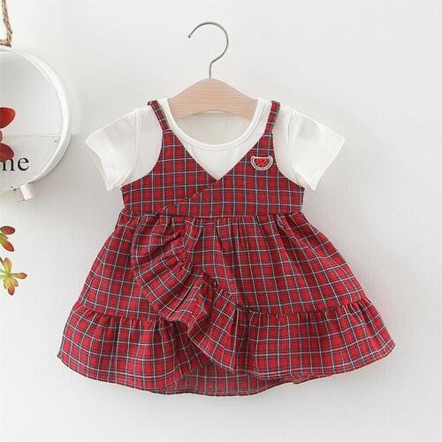 Baby Girls Dress Summer Newborn Baby Dress Plaid Ruffles Knee-lenght Girls Dresses Birthday Dress For Baby Girl