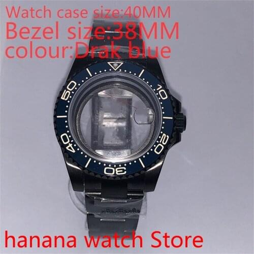 Suitable for NH35 36 Mingzhu2813 Miyata self-winding 40mm transparent black box series, with rotating ceramic sea blue bezel