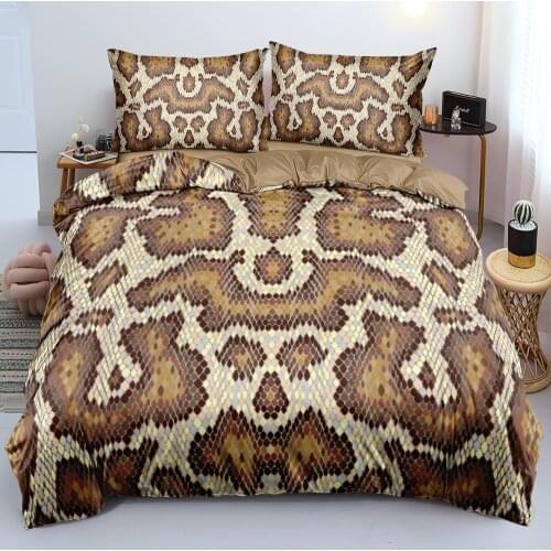 Classic 3D Snakeskin Quilt Cover Set Bedding Sets Comforter Covers Pillowcases Duvet Cover Bed Linen King 200x200 Size Bedspread