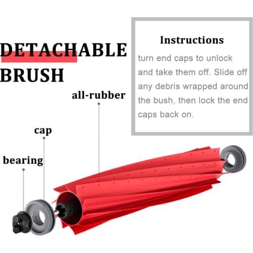 All-Rubber Brush for Roborock S7 Vacuum Cleaner Accessories Detachable Roller Brushes Spare Parts for Xiaomi T7s T7s Plus Robot
