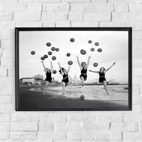 Girl Balloon Surf Boards Posters and Prints Vintage Black White Photography Canvas Painting Nordic Wall Pictures for Living Room
