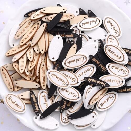 Hot 50Pcs/Pack 2 Holes 3 Colors Wooden Buttons Oval Letter Handmade Buttons For DIY Clothes Dolls Crafts Garment Accessories
